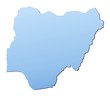 Nigeria map filled with light blue gradient Nigeria map filled with light blue gradient