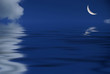 Cloudy blue sky with the moon