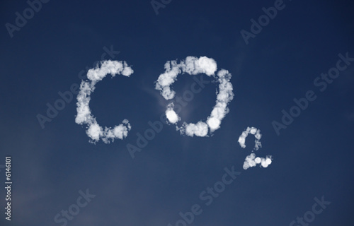 Photo: CO2 written in clouds in the sky CO2 written in clouds in the sky