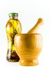 Mortar with a pestle on white background. Isolated object