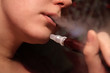 The woman with turkish hookah at evening-party