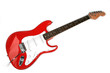 Photo: Red Electric Guitar With Six Strings isolated Red Electric Guitar With Six Strings isolated