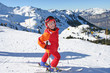 Happy girl skiing