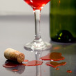 Photo: Red wine and cork with bottle and a glass Red wine and cork with bottle and a glass