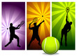 Tennis Player Silhouettes - Vector  - Easy change colors