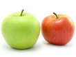Green and red apples isolated on white background.
