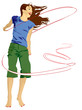 young woman  with  ribbon jumping