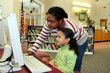 Child in a school library
