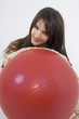 Pretty girl with ball for training