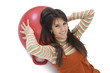 Pretty girl with ball for training