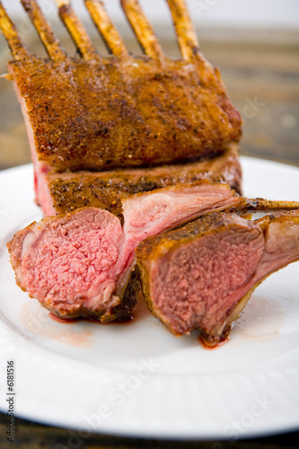Photo: Roasted Rack of Lamb herb crusted with two cutlets Roasted Rack of Lamb herb crusted with two cutlets