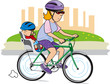 mujer y niño en bicicleta