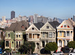 Victorian houses at Alamo Square in San Francisco, California.