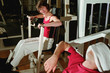 Working out at the gym