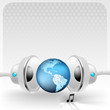 A global party concept with speakers and the world.