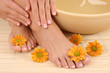 beautiful leg - beauty treatment - bowl of pure water