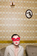 Woman wearing an eye mask Woman wearing an eye mask