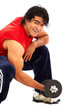 fitness man doing free weights exercises 