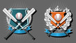 Blank Baseball emblem template with bat, wreath and ribbon