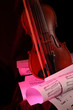 A old violin instrument on dark background