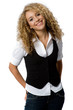 A pretty teenage girl with great hair on white background A pretty teenage girl with great hair on white background