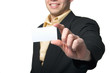 Man holding business card