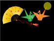 Origami cranes and a fan Origami cranes and a fan