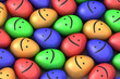 many colored smiling easter eggs