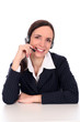 Woman with telephone headset