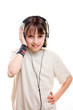 A girl wearing headphones