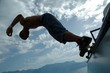Skateboarder in action