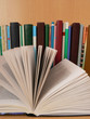 Books on table. Veer from book pages