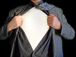 A business man tearing open his shirt to reveal a blank t shirt A business man tearing open his shirt to reveal a blank t shirt