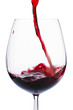 Badly poured red wine in the glass