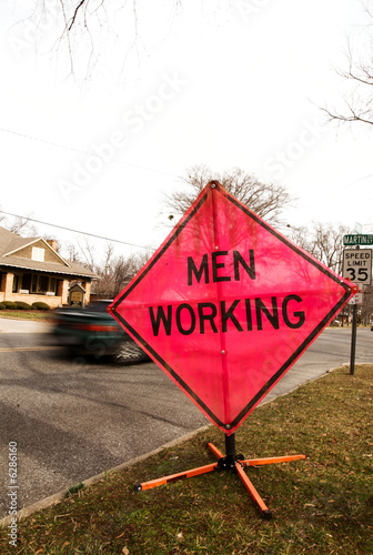 Photo: men working sign 03 men working sign 03