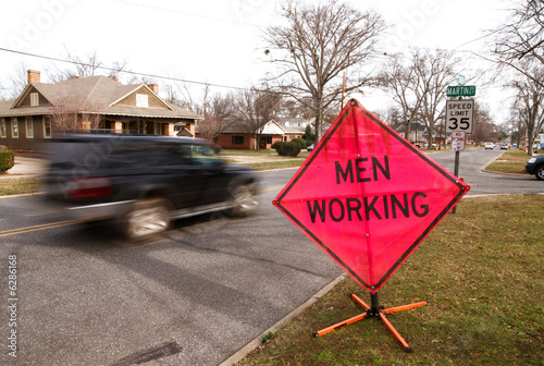 Photo: men working sign 02 men working sign 02