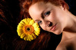 beautiful yellow flowers in girl hair beautiful yellow flowers in girl hair