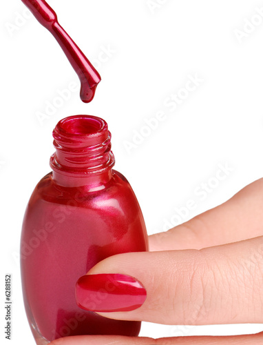 red nail polish bottle. Bottle of red nail polish isolated on white. © Valua Vitaly #6288152. Bottle of red nail polish isolated on white.