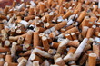Plenty of cigarette butts. Close up view