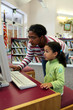 Child in a school library