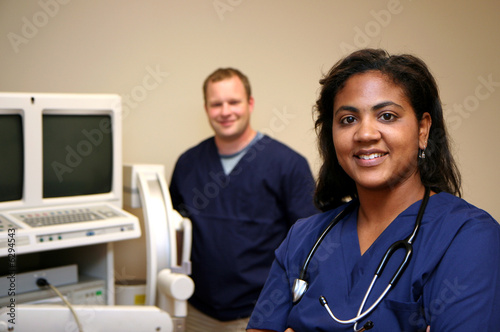Hispanic and white hospital workers