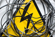 high voltage sign and wire