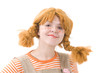 Colorful dressed female with amusing makeup