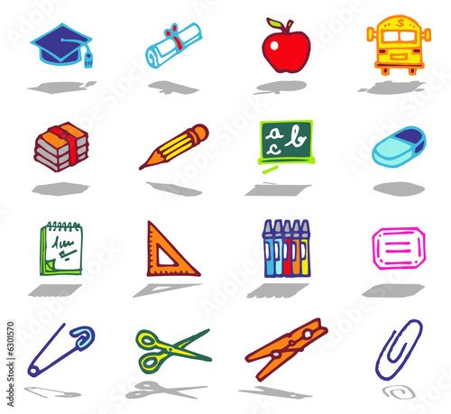 Vector: color icons - school color icons - school