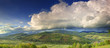 Beautiful sky after storm in Ukrainian mountains in spring.