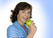 young woman with an green apple