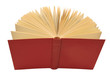 Open red book with yellow pages, isolated white background Open red book with yellow pages, isolated white background