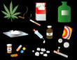 Illustration depicting various "vices" or drugs 