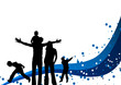 Happy family in an abstract background