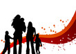 Happy family in an abstract background